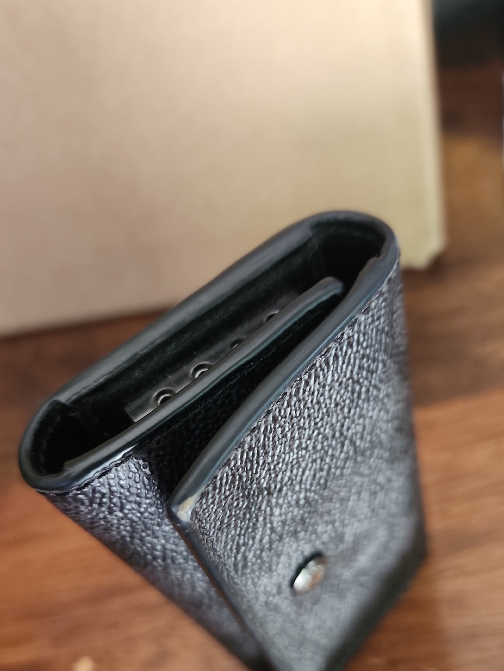 Coach Black Leather Key Holder with Silver Ring - Picture 7 of 7